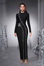 Victoria Black Rhinestone Bodycon Bandage Maxi Dress