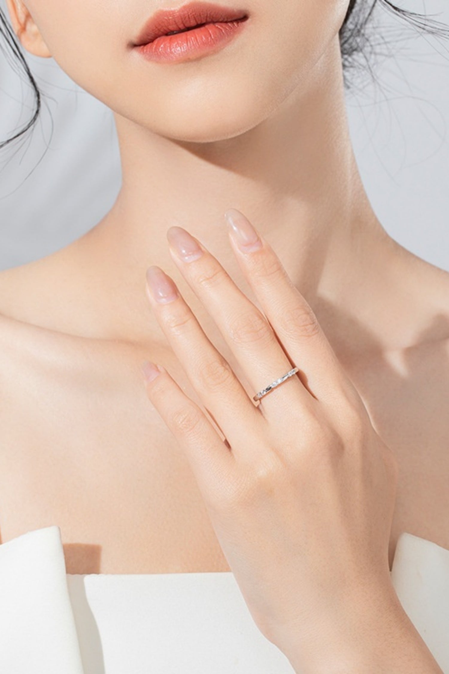 Alimay Geometric Pave Diamond Ring - Silver Secondary image