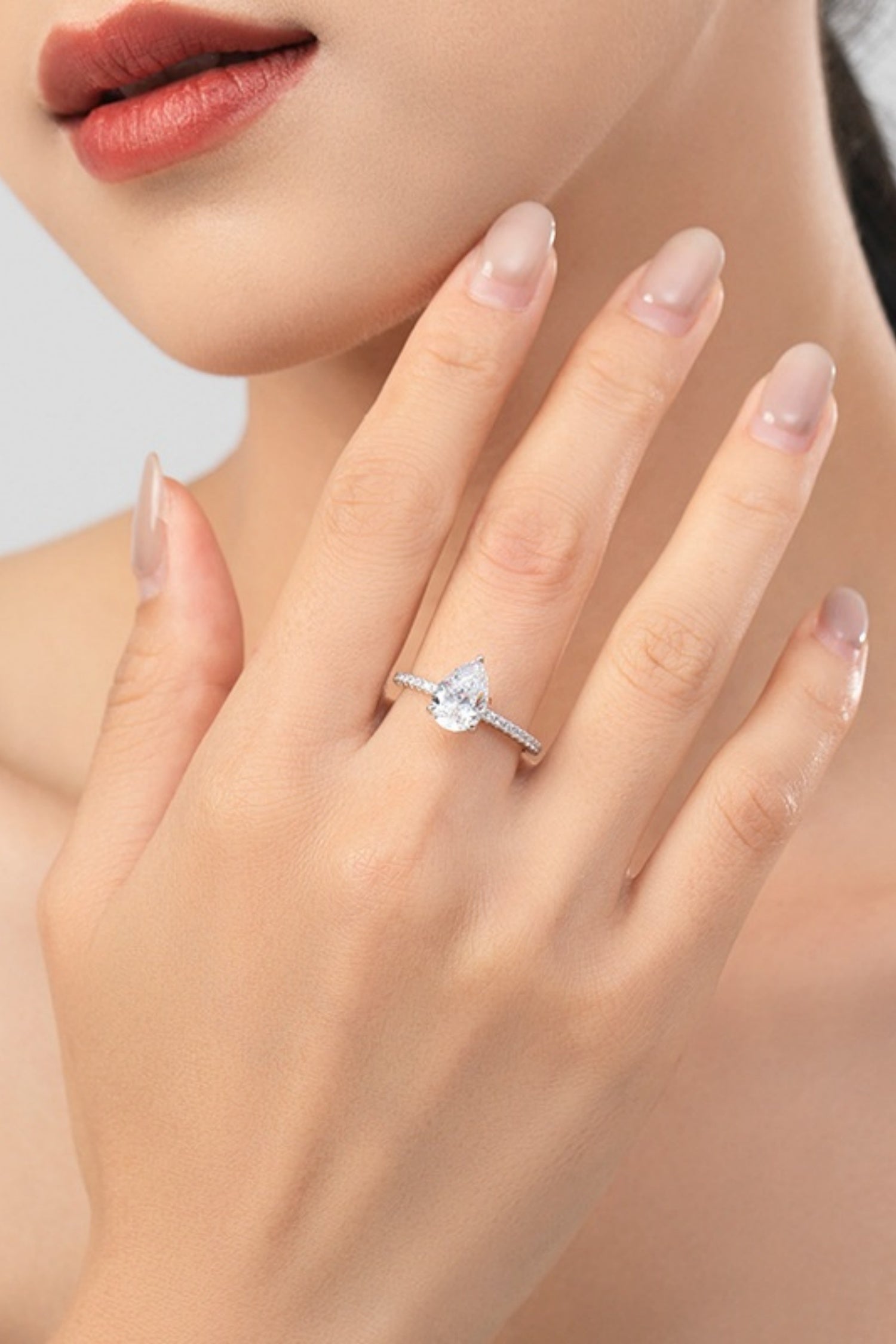Alimay Teardrop Simulated Diamond Ring - Silver Secondary image