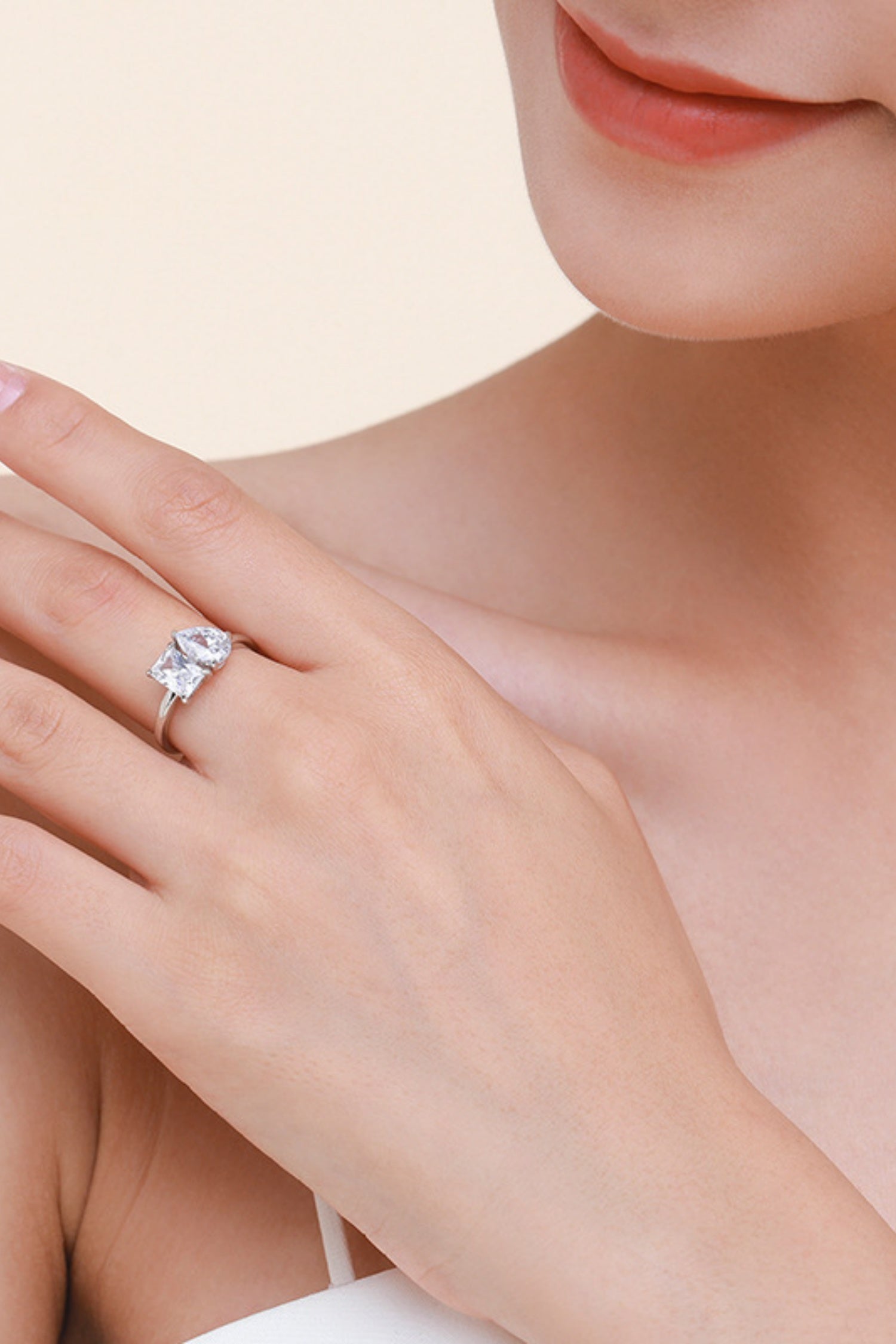 Alimay Simulated Diamond Ring - Silver Secondary image