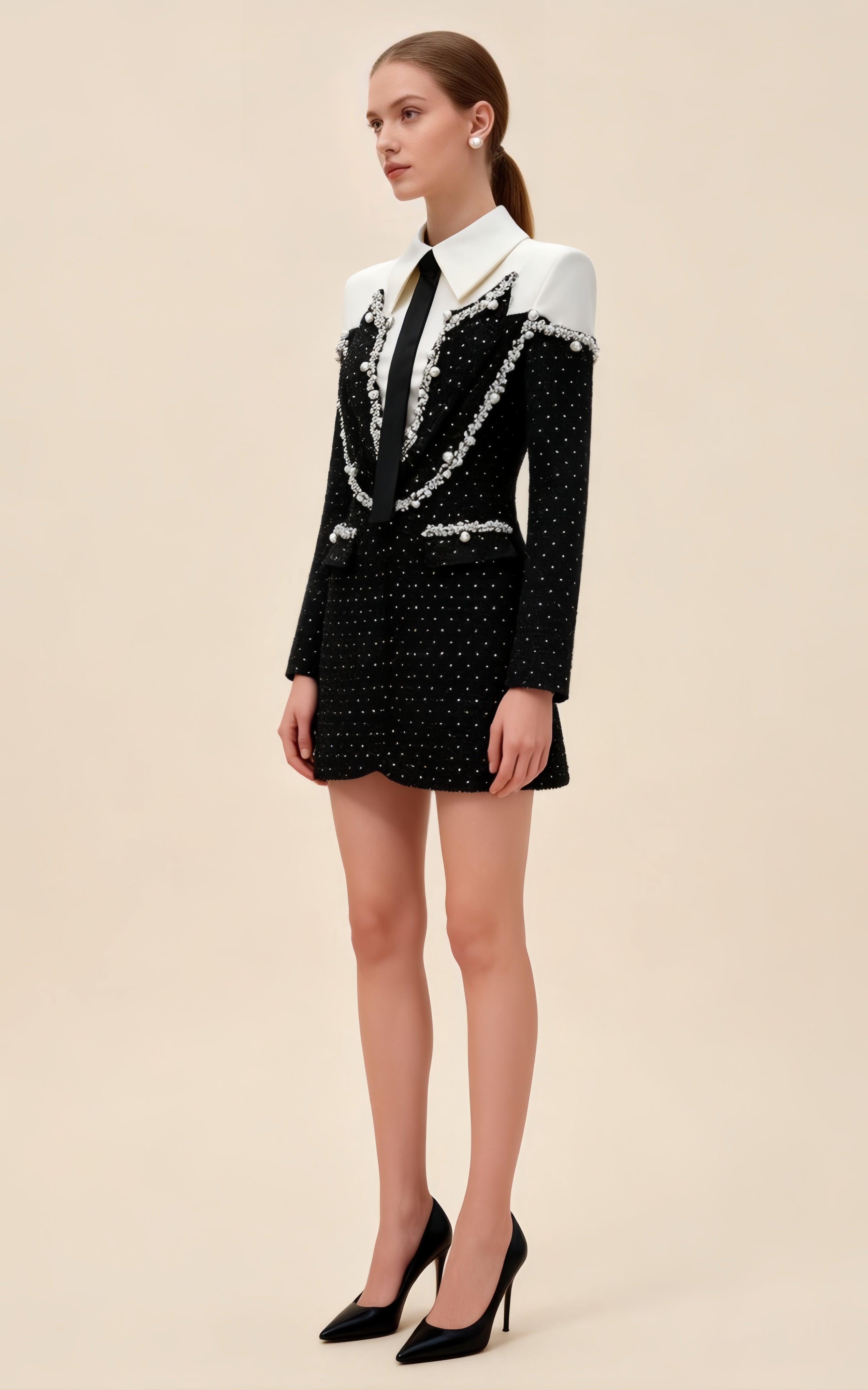 Amos Black Pearl Mini Dress