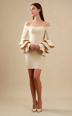 Ana Bell Sleeve Bandage Dress In Apricot