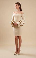 Ana Bell Sleeve Bandage Dress In Apricot