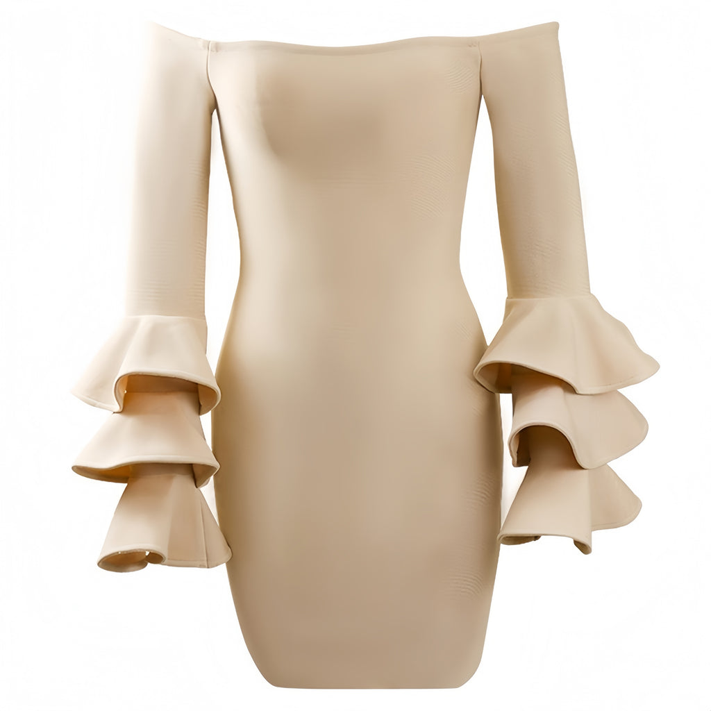 Ana Bell Sleeve Bandage Dress In Apricot