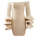 Ana Bell Sleeve Bandage Dress In Apricot