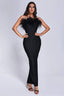 Archer Black Strapless Feather Bandage Evening Dress