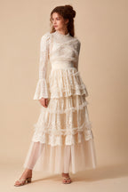 Asher Apricot Long Sleeve Lace Maxi Dress