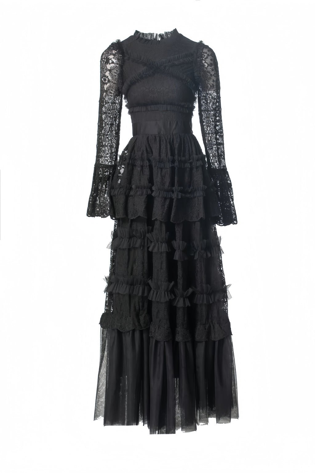Asher Black Long Sleeve Lace Maxi Dress