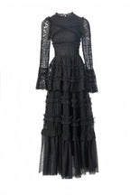 Asher Black Long Sleeve Lace Maxi Dress