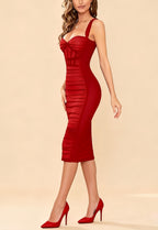 Aubrey Wine Mesh Slip Bandage Dress