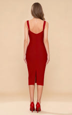 Aubrey Wine Mesh Slip Bandage Dress