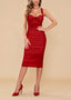 Aubrey Wine Mesh Slip Bandage Dress