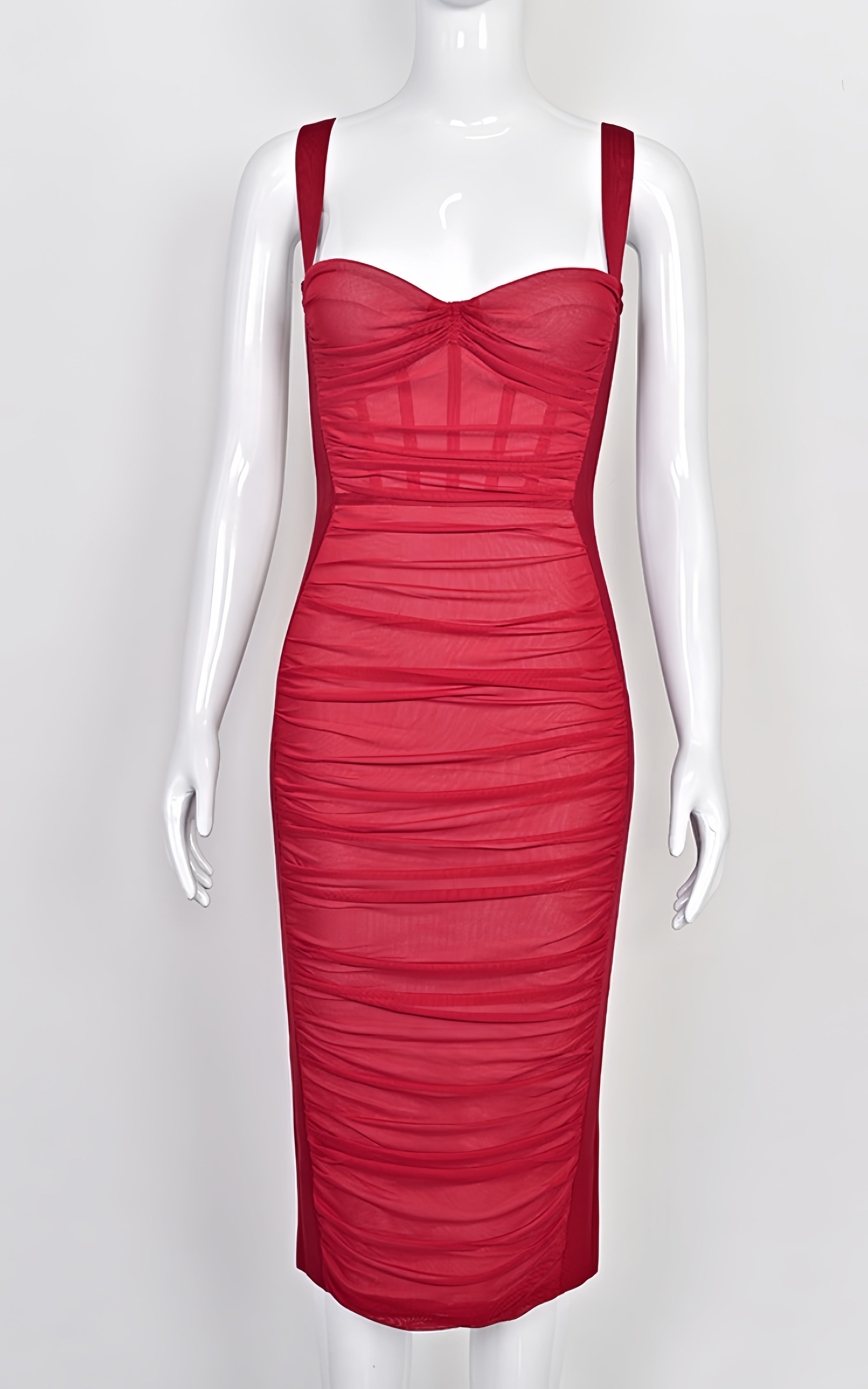 Aubrey Wine Mesh Slip Bandage Dress