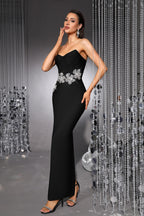 Audrey Black Strapless Rhinestone Bandage Maxi Dress