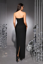 Audrey Black Strapless Rhinestone Bandage Maxi Dress