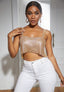 Nola Metal  Rhinestone Chain Strap Top In Gold - PDC