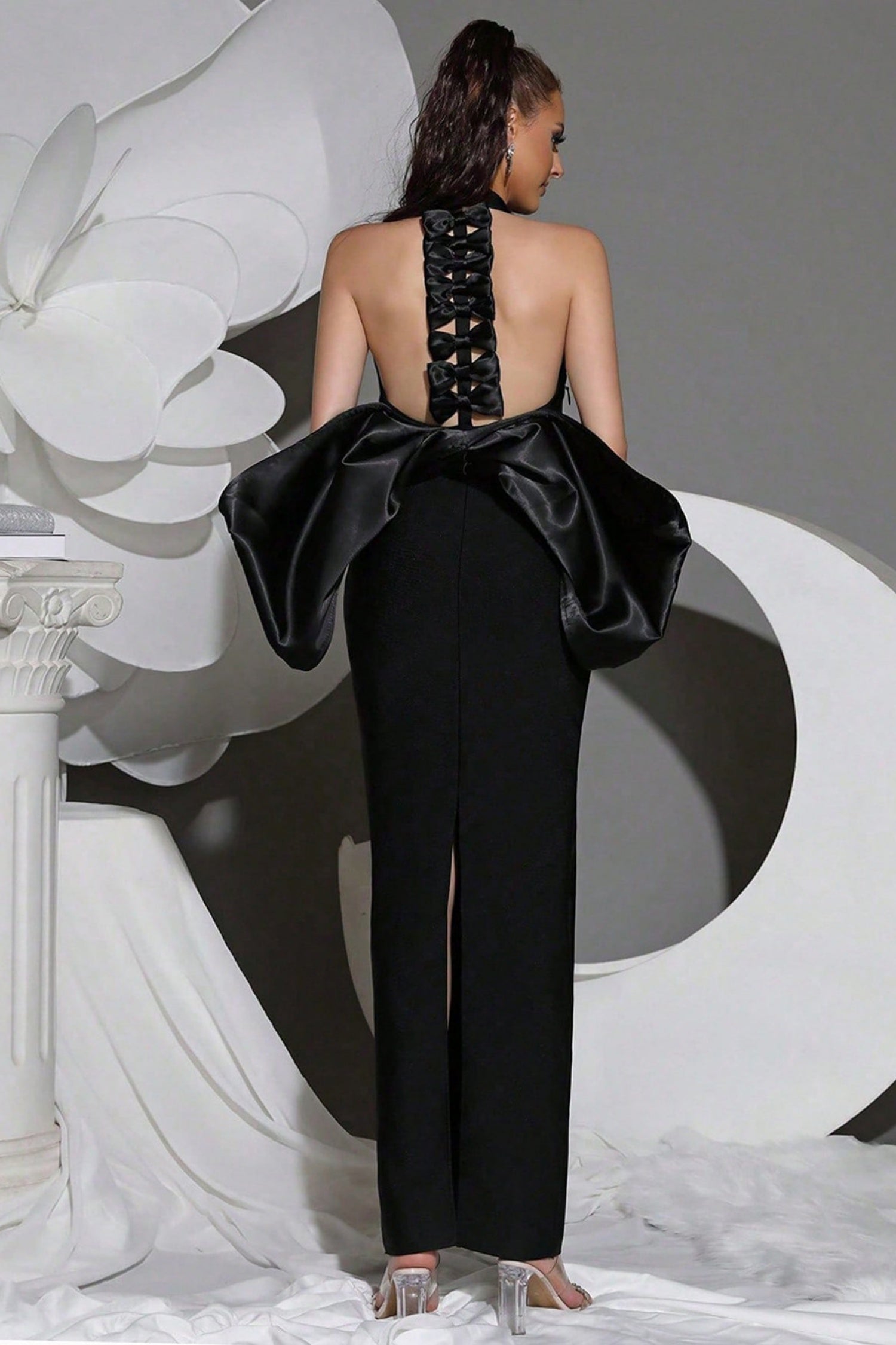 Barnaby Black Halter Bandage Maxi Dress