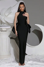 Barnaby Black Halter Bandage Maxi Dress