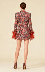 Blake Floral Long Sleeve Feather Dress