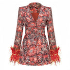 Blake Floral Long Sleeve Feather Dress