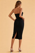 Bram Black Sequin Bandage Midi Dress