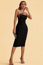 Bram Black Sequin Bandage Midi Dress