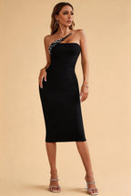 Bram Black Sequin Bandage Midi Dress