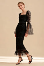 Calvin Black Sequin Mesh Maxi Dress