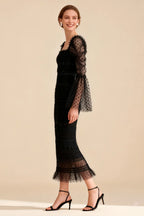 Calvin Black Sequin Mesh Maxi Dress