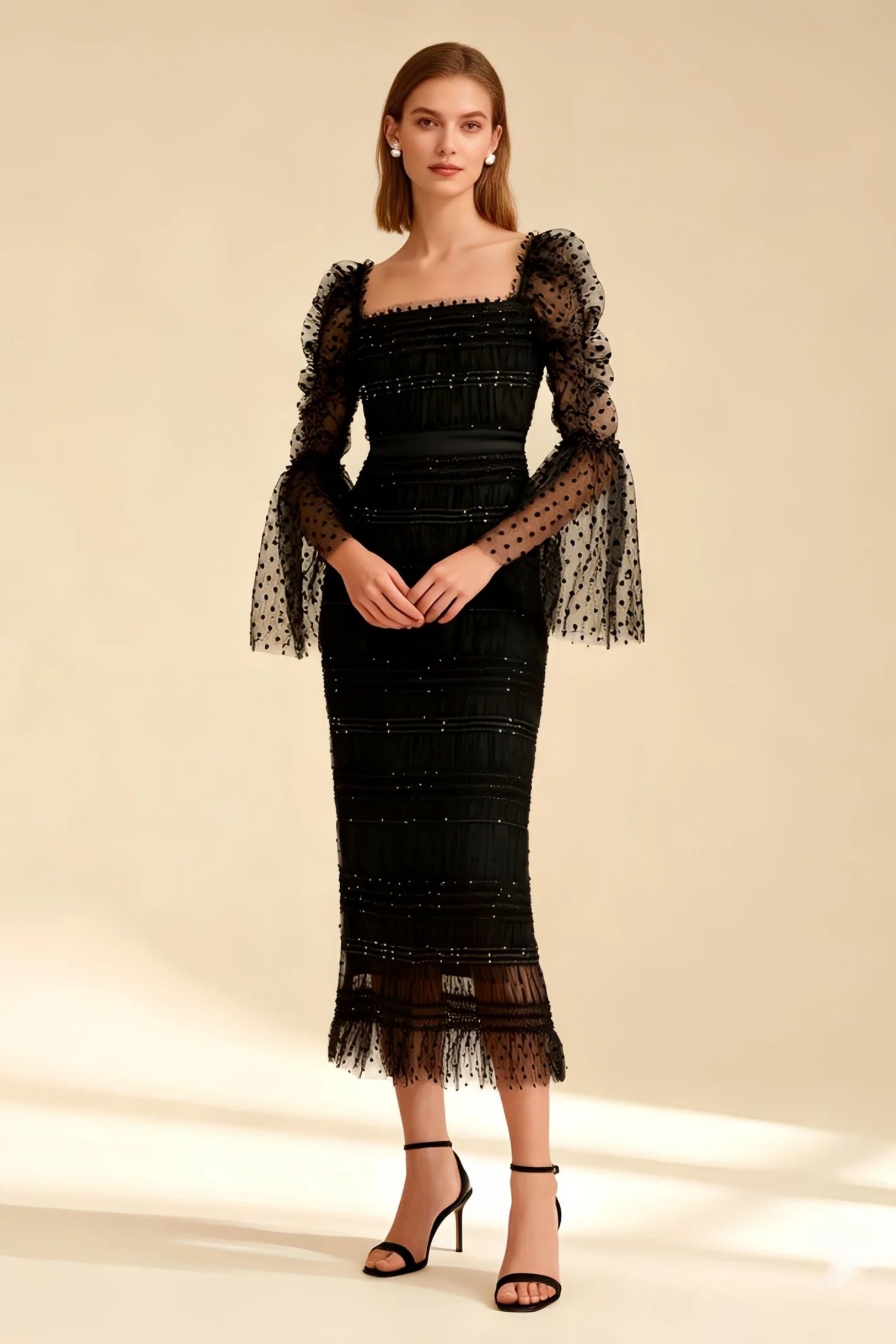 Calvin Black Sequin Mesh Maxi Dress Main image