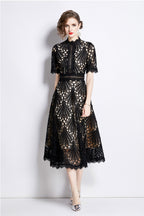 Casper Black Lace Cutout Midi Dress