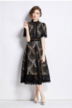 Casper Black Lace Cutout Midi Dress