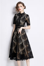 Casper Black Lace Cutout Midi Dress