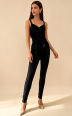 Chloe Black Tie-Up Bandage Jumpsuit