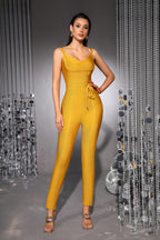 Chloe Mustard Yellow Tie-Up Bandage Jumpsuit
