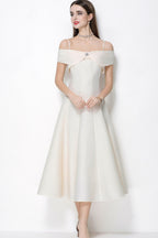 Clementine Apricot Bow Spaghetti Strap Midi Dress