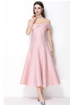 Clementine Pink Bow Spaghetti Strap Midi Dress