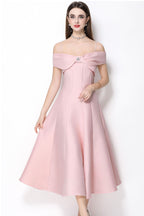 Clementine Pink Bow Spaghetti Strap Midi Dress