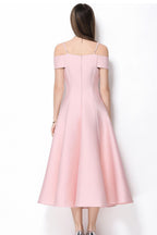 Clementine Pink Bow Spaghetti Strap Midi Dress