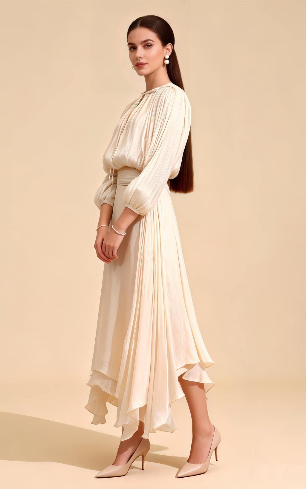 Cora Apricot Tie-Up Maxi Dress