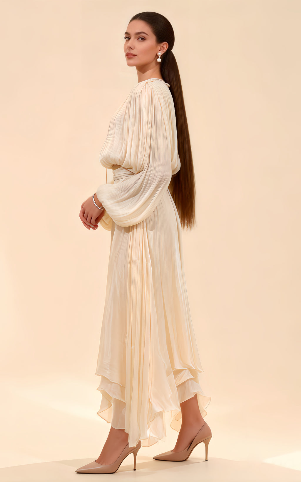 Cora Apricot Tie-Up Maxi Dress