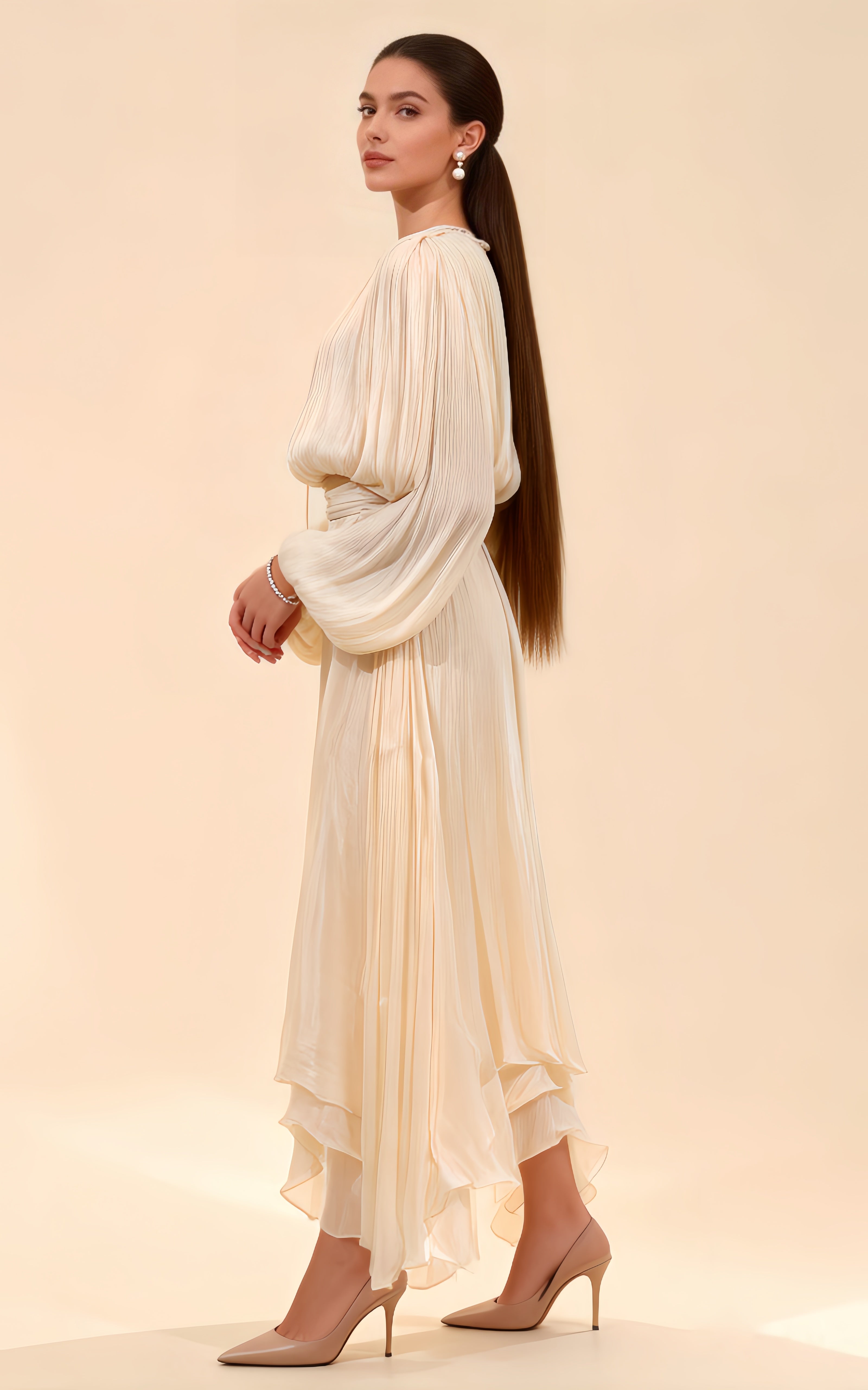 Cora Apricot Tie-Up Maxi Dress