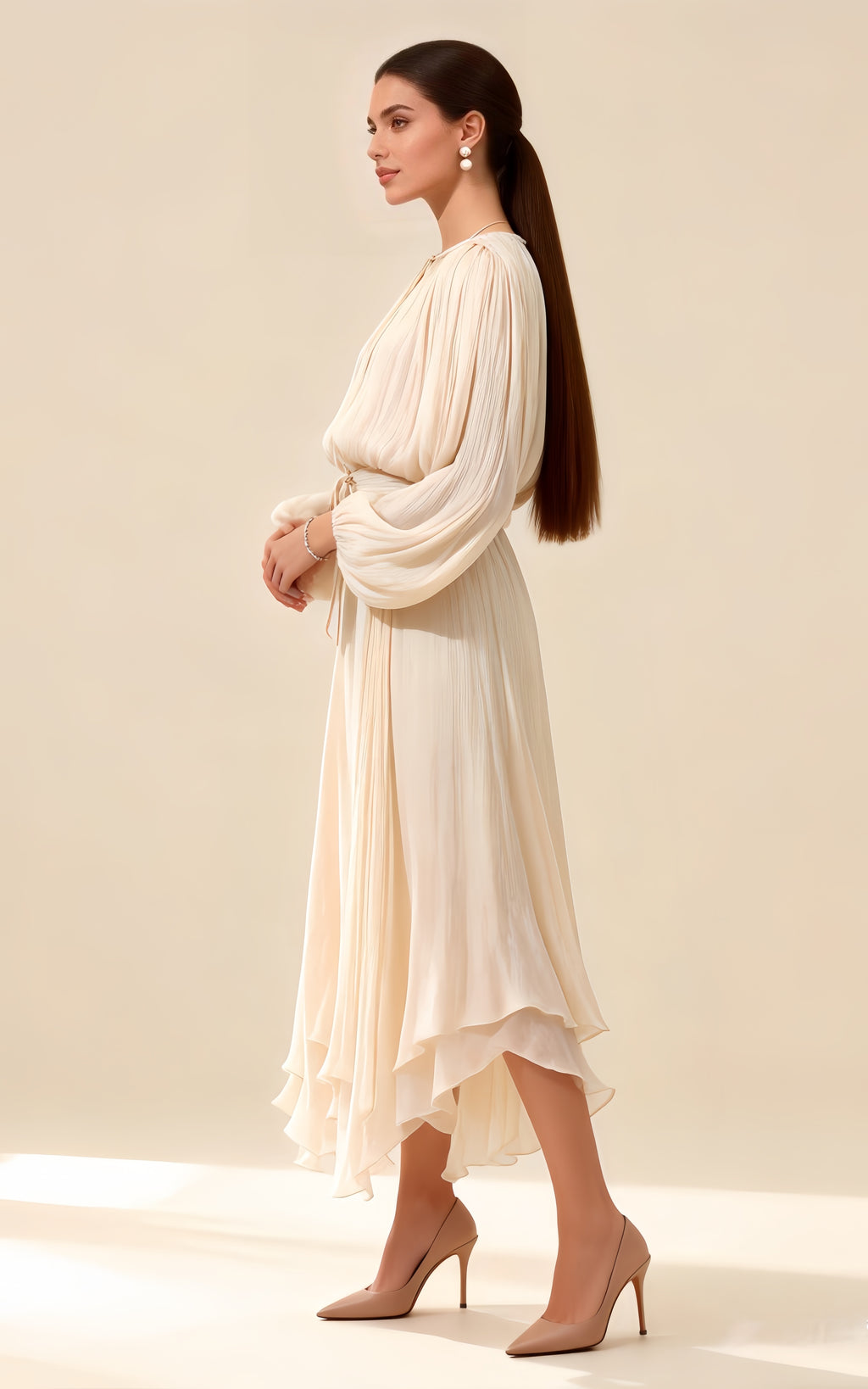 Cora Apricot Tie-Up Maxi Dress