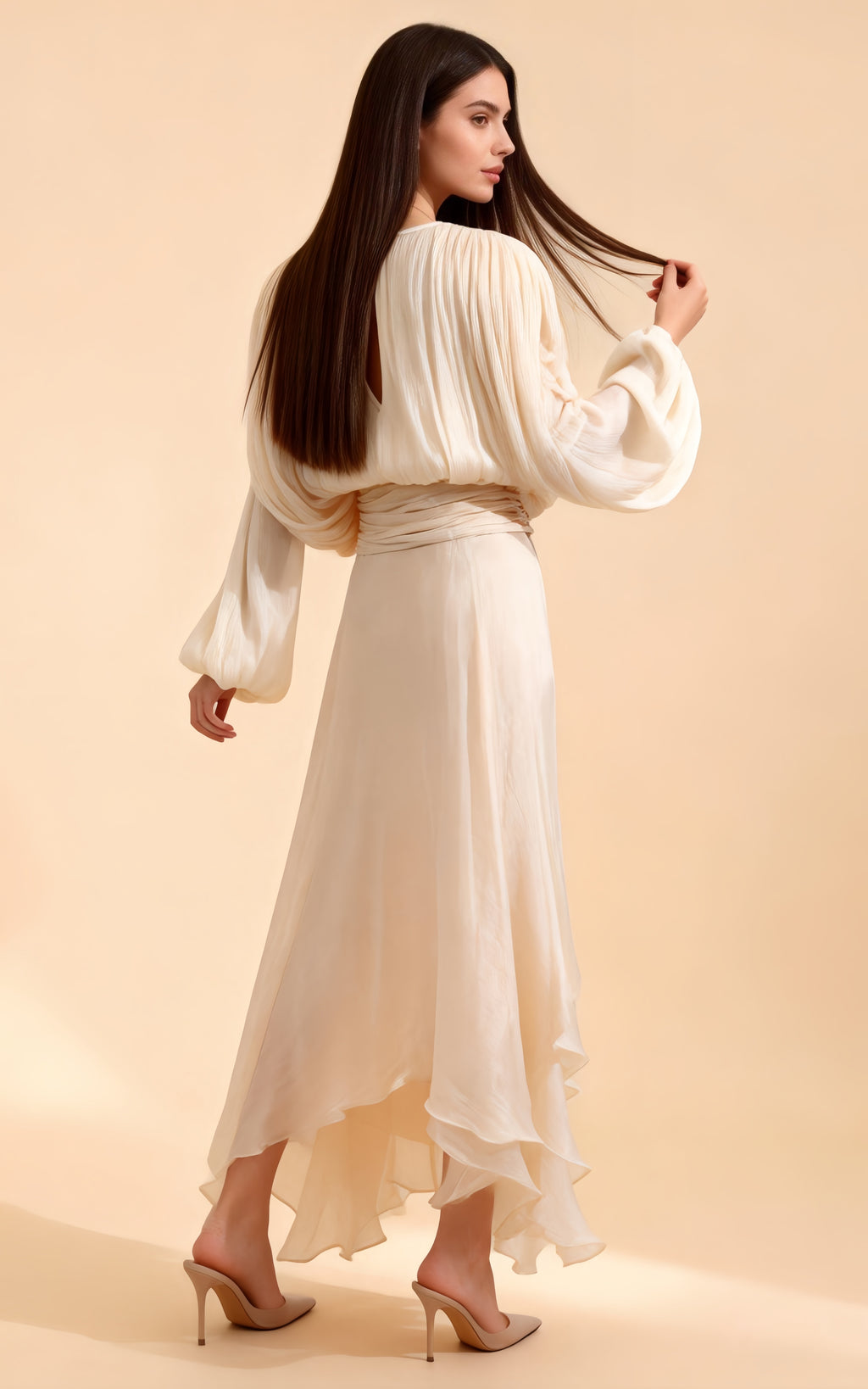 Cora Apricot Tie-Up Maxi Dress