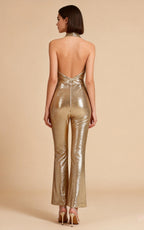 Dorian Gold Sequin Halter Jumpsuit