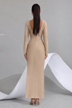 Edwin Apricot Beaded Bodycon Bandage Dress