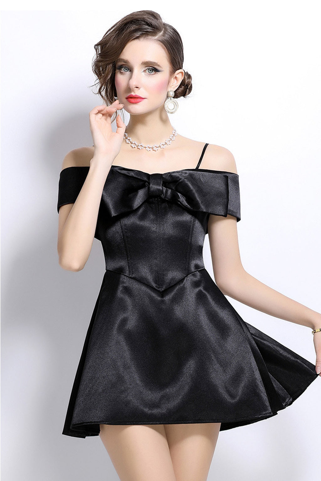 Elliot Black Bow Tie Strap Mini Dress