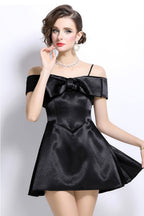 Elliot Black Bow Tie Strap Mini Dress