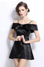 Elliot Black Bow Tie Strap Mini Dress