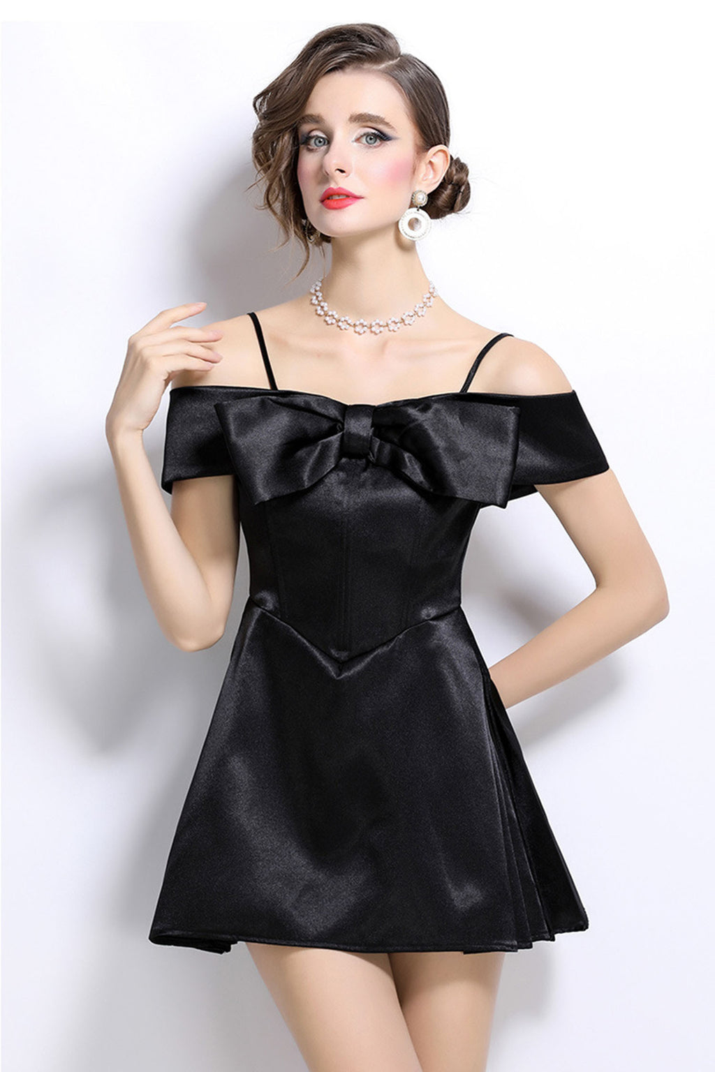 Elliot Black Bow Tie Strap Mini Dress